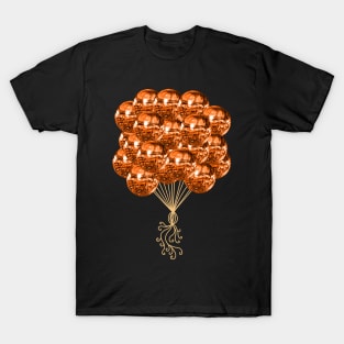 Seventies Metallic Orange Disco Ball Balloons T-Shirt